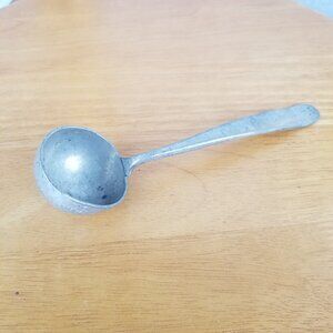 Nordic Pewter Small Ladle 8" Fat Skimmer Spoon Vintage Hallmark Stamped